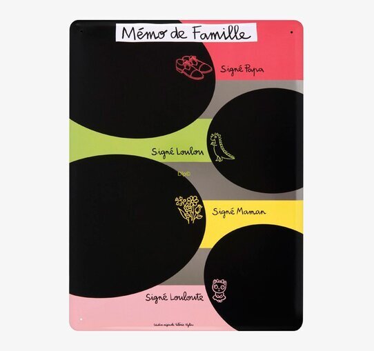 Bild av färgglad memotavla för familjens organisation