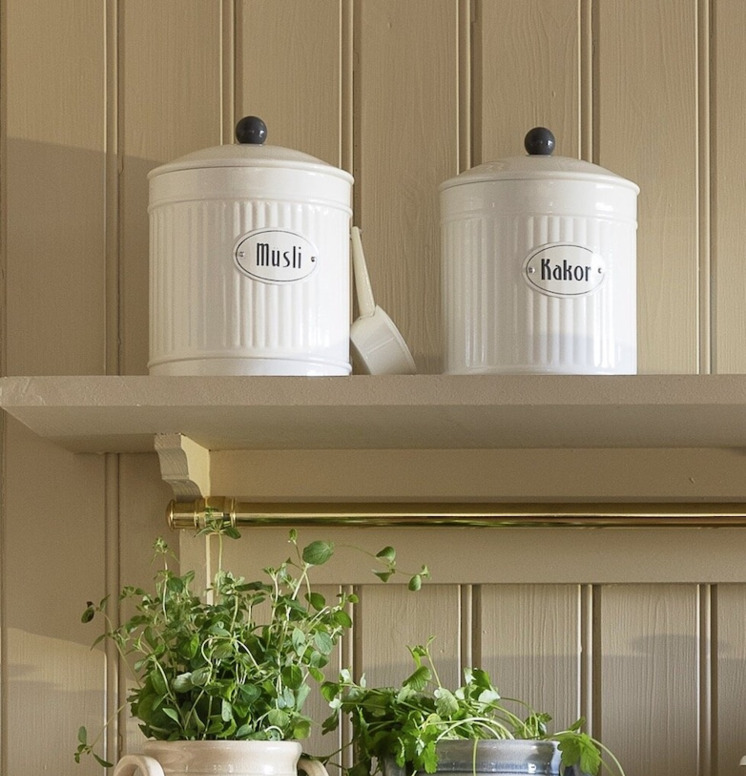 Plåtburk Hugo Müsli Vit Kakor Strömshaga Plåtburkar Metallburkar