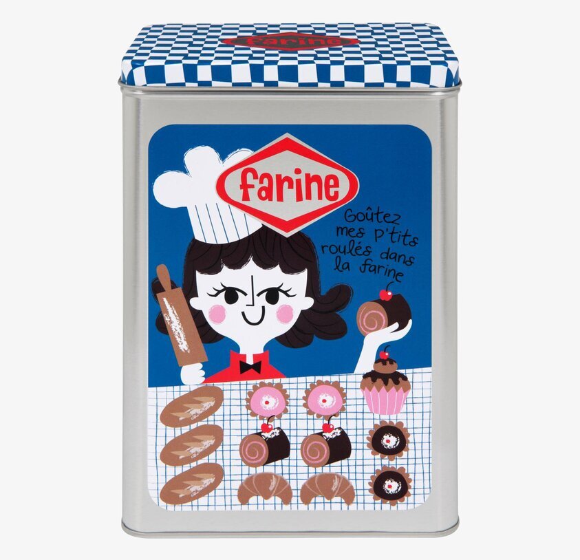 Plåtburk Rut Mjöl från Derriére la porte med lekfull design