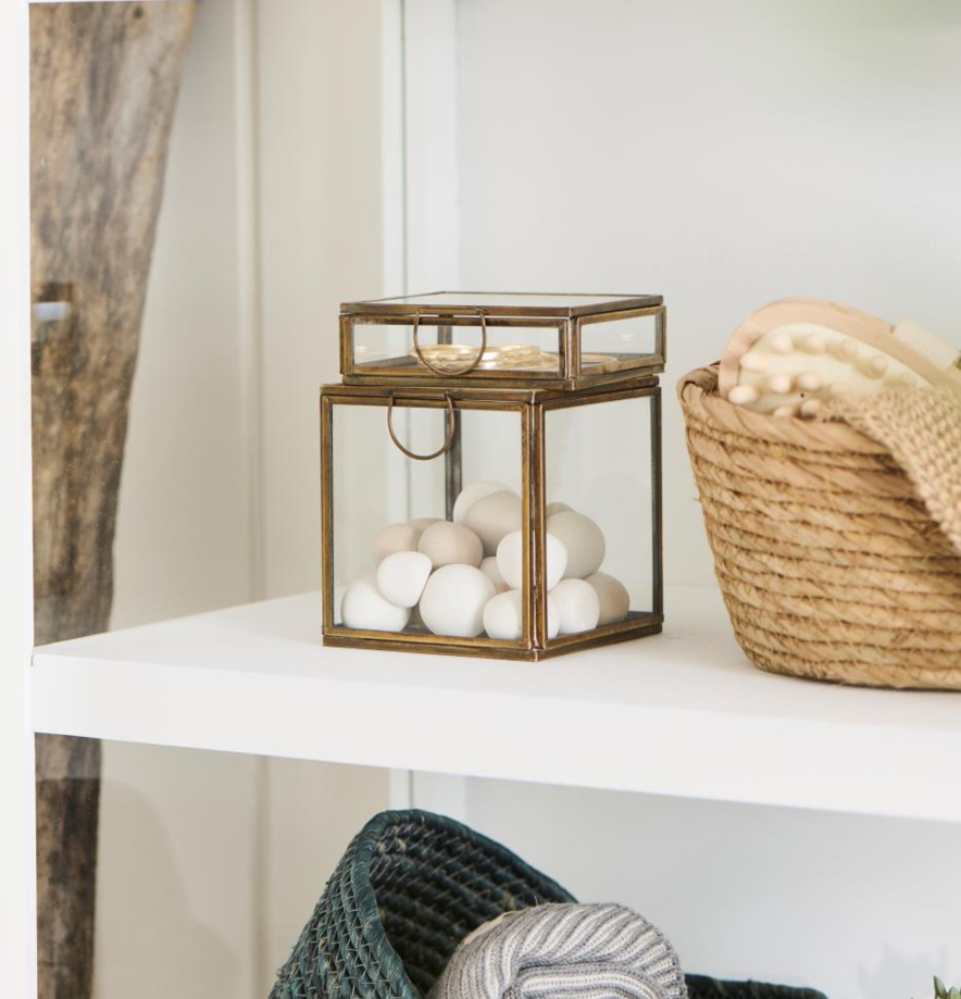 Glasbox Solitaire Mässing IB Laursen Förvaringslådor och korgar Boxar Förvaringsboxar Porslinsboxar Trälådor Smyckesboxar i porslin Förvaringsbrickor