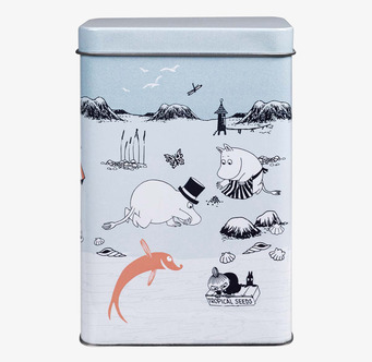 Kaffeburk Strandtur Blå Moomin by Martinex Plåtburkar Metallburkar