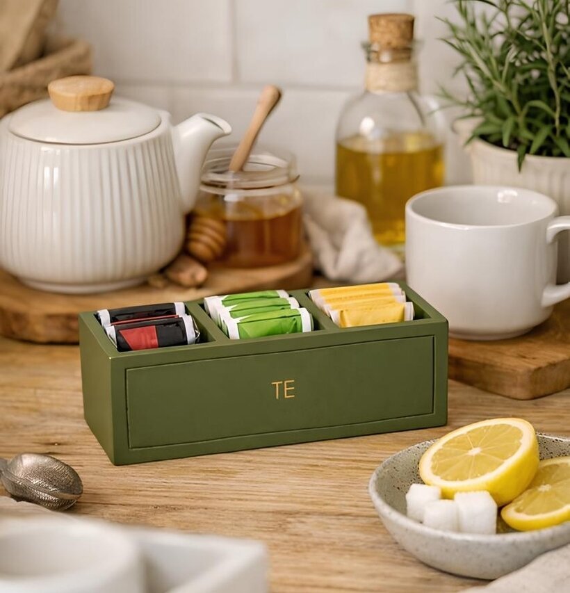 Förvaringslåda Te Grön Different Design Förvaringslådor och korgar Boxar Förvaringsboxar Porslinsboxar Trälådor Smyckesboxar i porslin Förvaringsbrickor