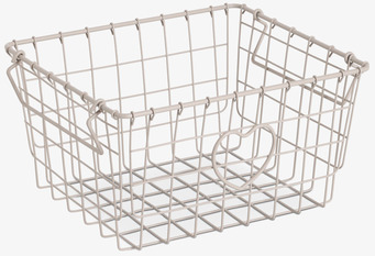 Foto: Greige trådkorg i metall med hjärtdekor 55