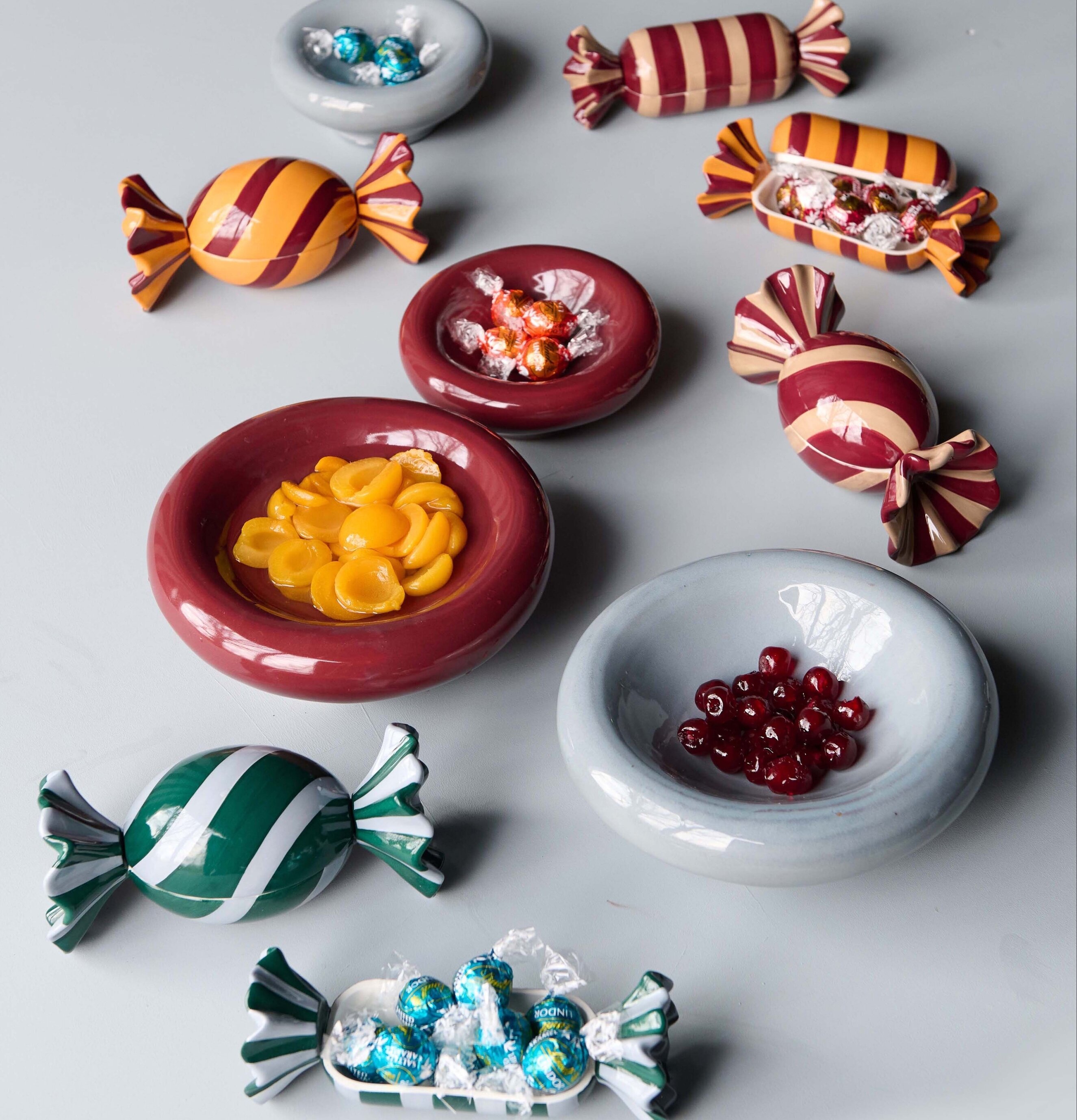 Candy Ask Rund Vinröd/Beige Wikholm Form Förvaringsburkar i stengods