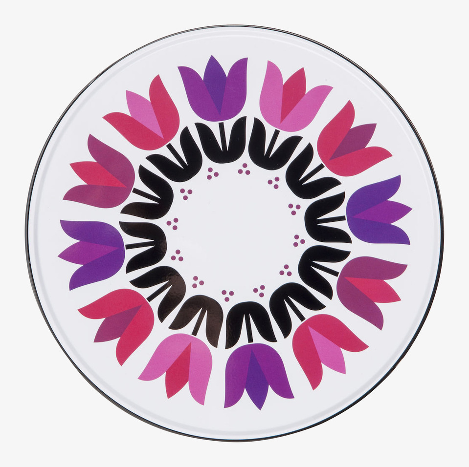 Plåtburk Tulip Rund 2-Pack från Sagaform i vit med tulpaner