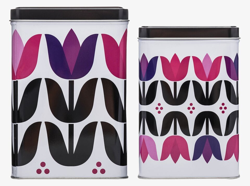 Plåtburk Tulip 2-Pack från Sagaform med tulpanmönster