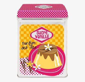 Plåtburk Rut Vaniljsocker från Derriére la porte, färgglad