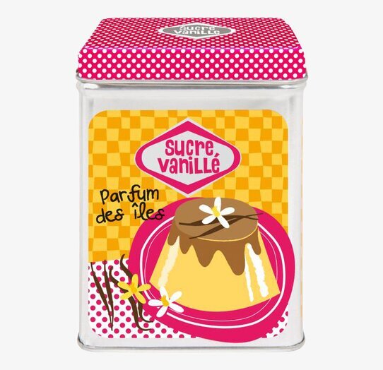 Plåtburk Rut Vaniljsocker från Derriére la porte, färgglad