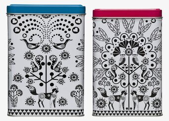 Plåtburk Story 2-Pack från Sagaform med detaljerade mönster