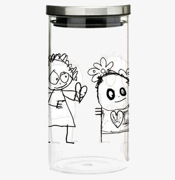 Bild av lekfull glasburk med naivistisk design