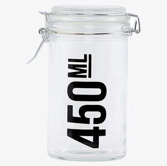 Bild av glasburk med 450 ml kapacitet och modern design