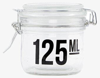 Bild av glasburk med lock och metallklämma, 125 ml