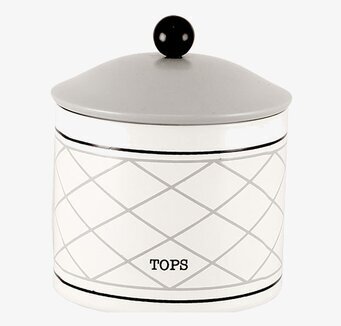 Plåtburk Viola Tops från Strömshaga med rutigt mönster