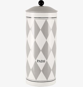 Plåtburk Viola Pads från Strömshaga med harlequinmönster