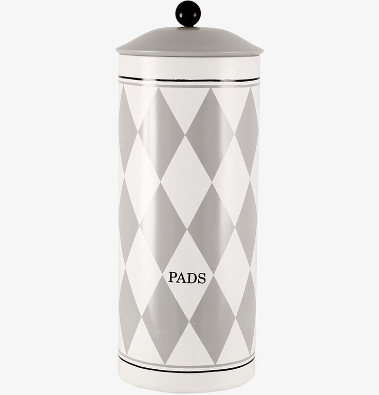 Plåtburk Viola Pads från Strömshaga med harlequinmönster