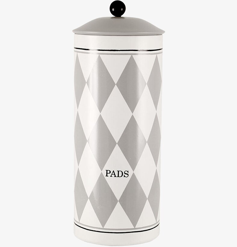 Plåtburk Viola Pads från Strömshaga med harlequinmönster