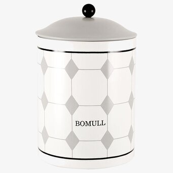 Plåtburk Viola Bomull från Strömshaga med geometriskt mönster