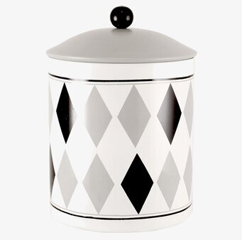 Plåtburk Viola Harlekin från Strömshaga med harlekinmönster