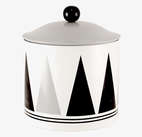 Plåtburk Viola Tagg från Strömshaga med geometriskt mönster