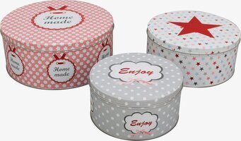 Bild av färgglada och dekorativa plåtburkar i köket