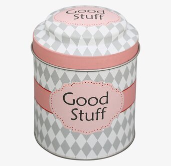 Plåtburk Good Stuff från Krasilnikoff med geometriskt mönster