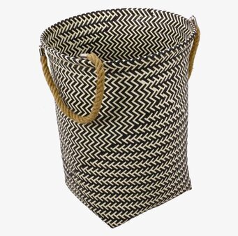 Bild: Modern tvättkorg med zigzag-mönster och rep-handtag