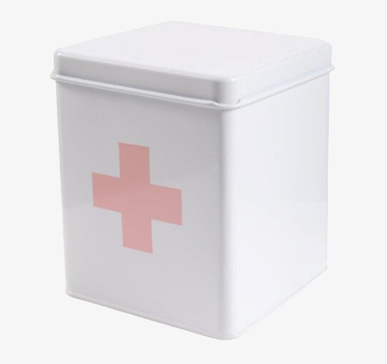 Plåtburk Cross Rosa från Interstil i vit och rosa design