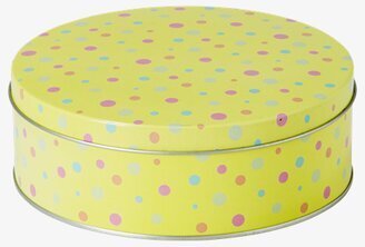 Plåtburk Gul från Rice med färgglada prickar och tätt lock