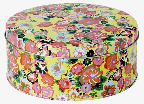 Plåtburk Blommor Gul från Rice med färgglatt blommönster