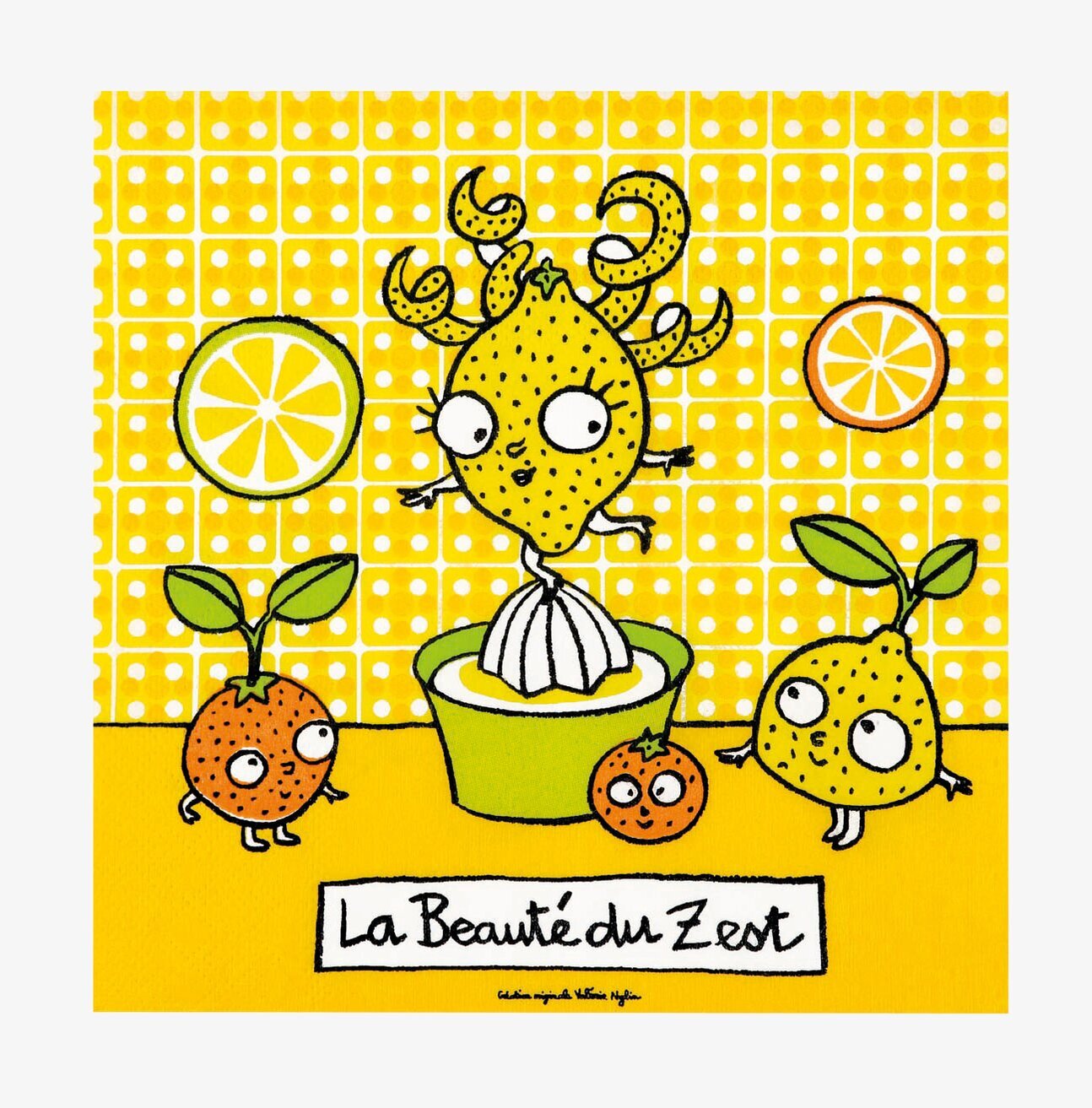 Bild av lekfulla, färgstarka servetter med citronmotiv