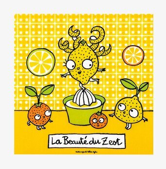 Bild av lekfulla, färgstarka servetter med citronmotiv