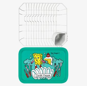 Bild av funktionellt och färgglatt diskställ med bricka