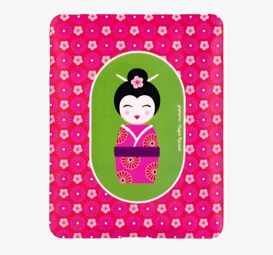 Bild av unik plåtburk med japansk dockdesign