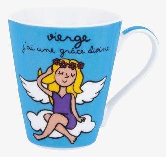 Bild av livfull mugg med änglalik design och färgglad stil