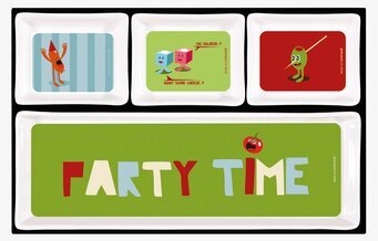 Bild av färgglada skålar med lekfulla illustrationer