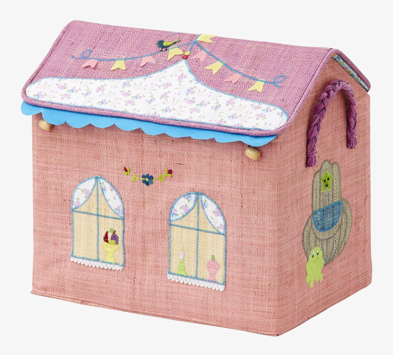 Bild av charmig leksakskorg formad som ett litet hus