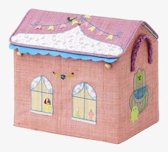 Bild av charmig leksakskorg formad som ett litet hus