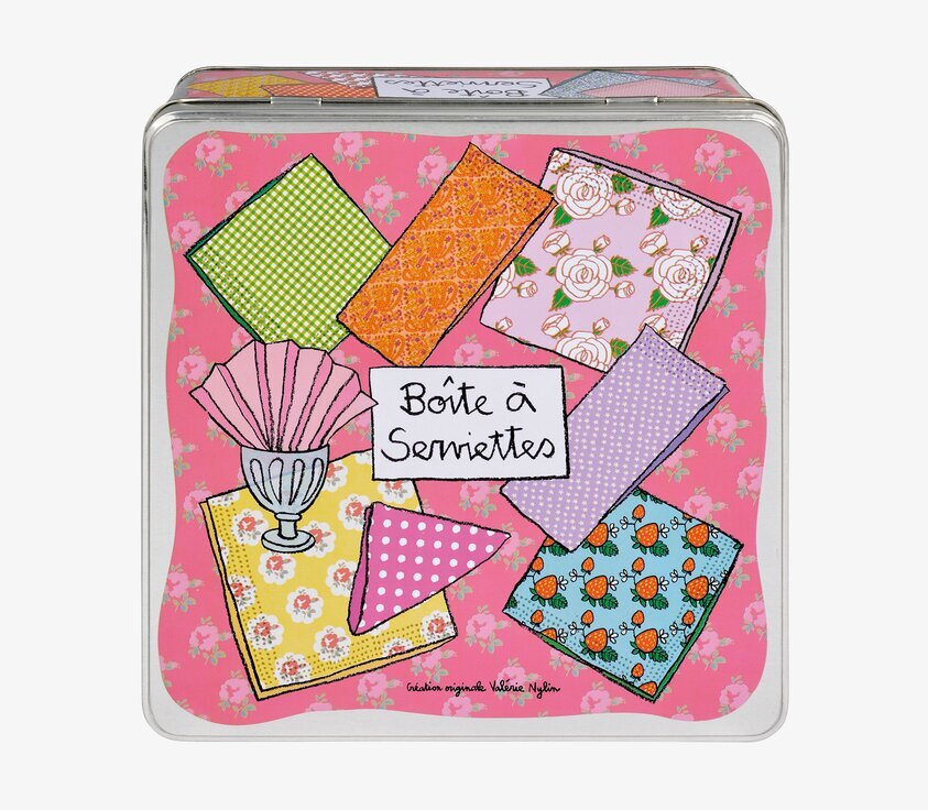 Plåtburk Servetter från Derriére la porte i färgglad design