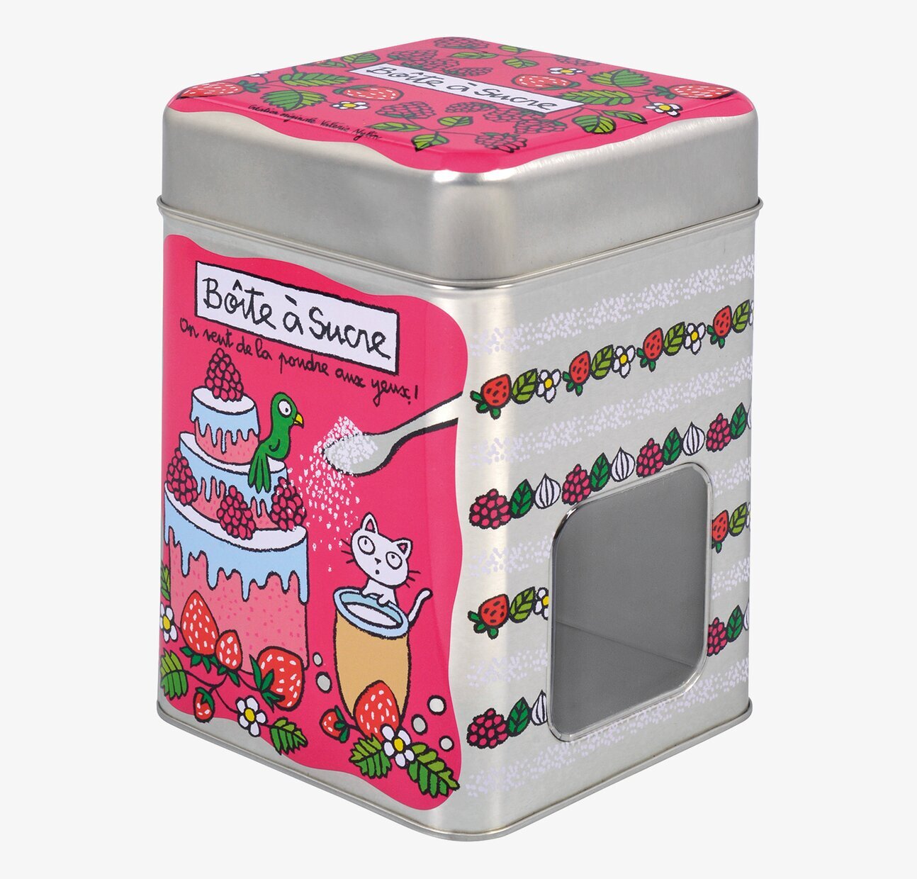 Plåtburk Smart Strösocker från Derriére la porte med kattmotiv