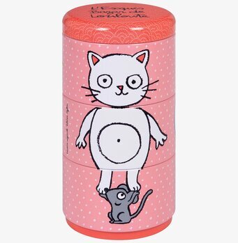 Plåtburk Prylar Rosa från Derriére la porte med kattmotiv