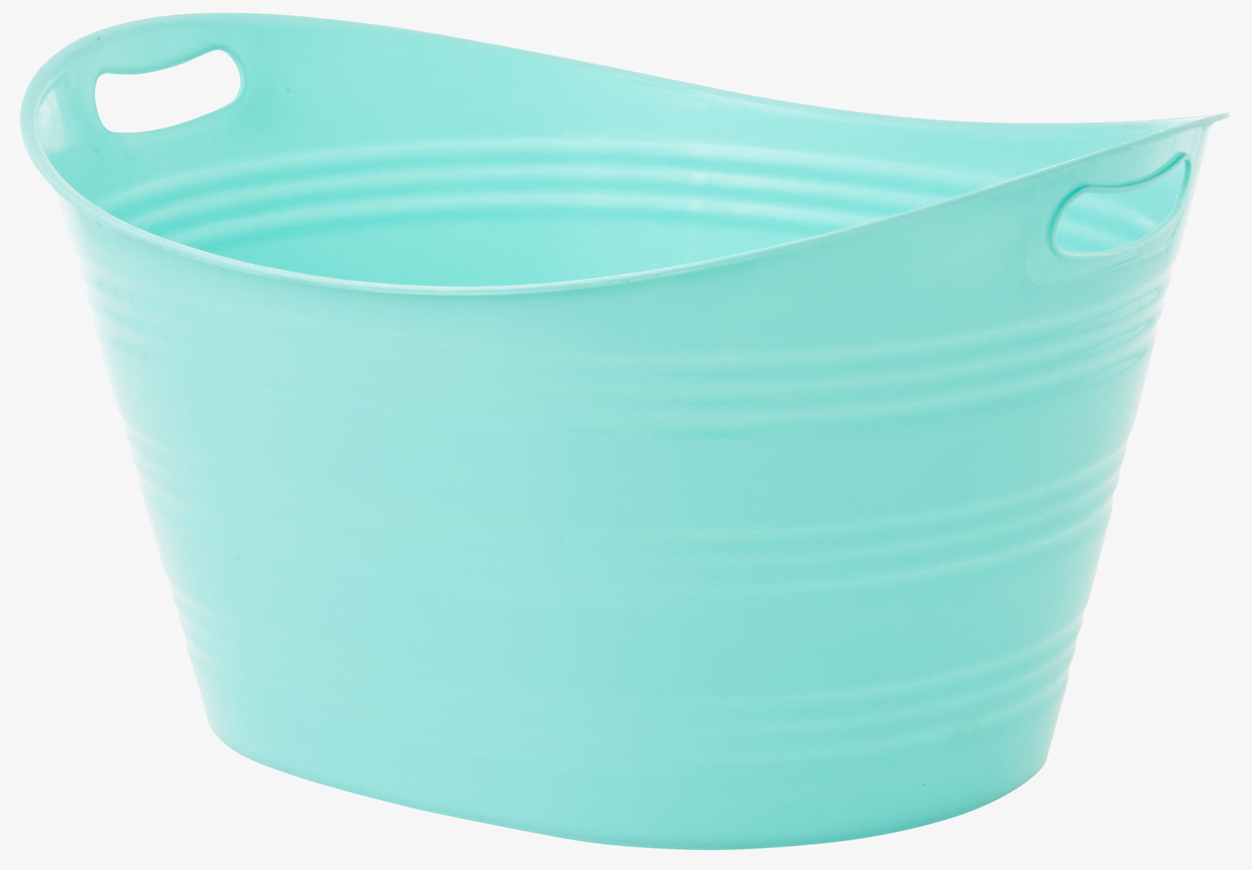 Bild av turkos plastbalja med praktisk och stilren design