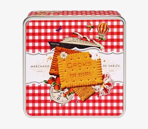 Plåtburk Kex röd från Derriére la porte med retrodesign