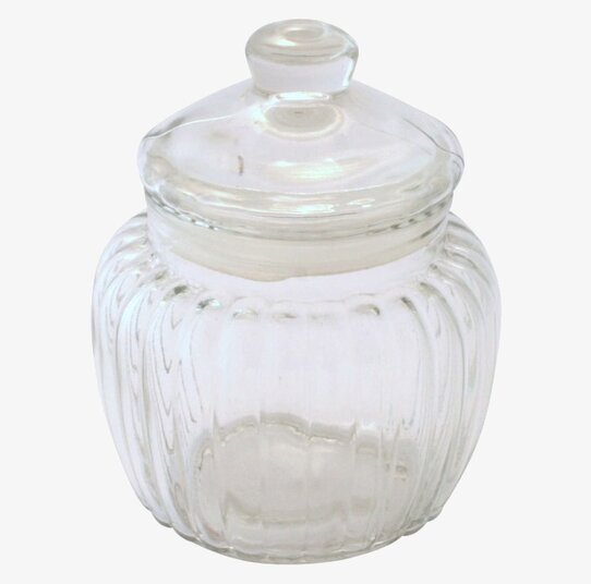 Bild av elegant räfflad glasburk för stilfull förvaring