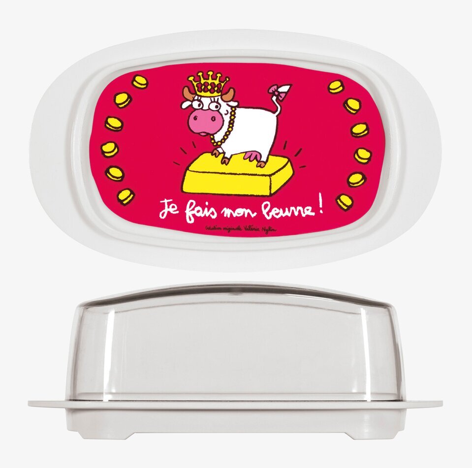 Smörbox från Derriére la porte med tecknad ko och smörkub