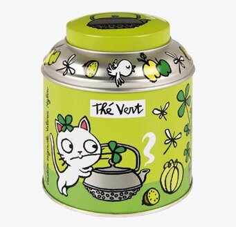 Plåtburk Te katt grön från Derriére la porte i köket