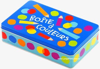 Foto av färgglad och lekfull plåtburk för inredning