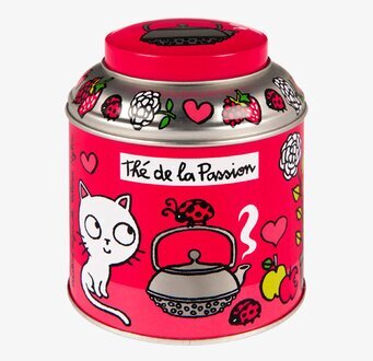 Plåtburk Te katt rosa från Derrière la porte med kattmotiv