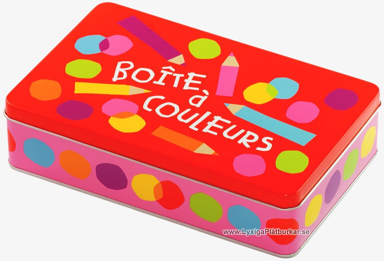 Plåtburk Alfabet röd från Derriére la porte, färgglad design