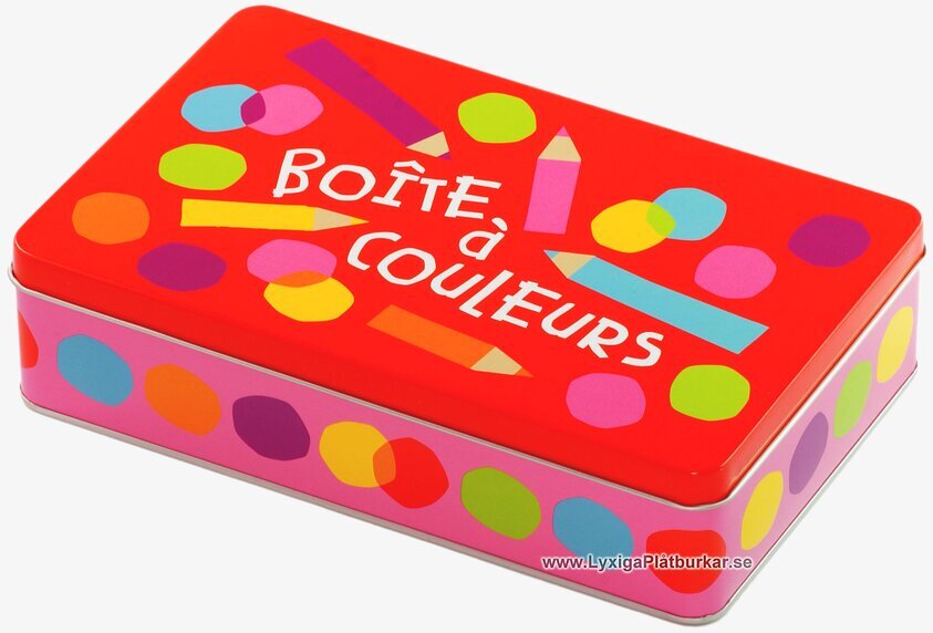 Plåtburk Alfabet röd från Derriére la porte, färgglad design