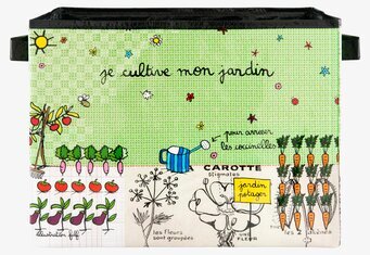 Bild av charmig förvarings- och växtlåda med trädgårdstema